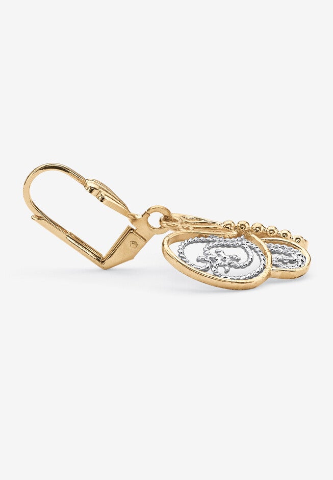 Yellow Gold-Plated Butterfly Two Tone Drop Earrings, , on-hover image number 1
