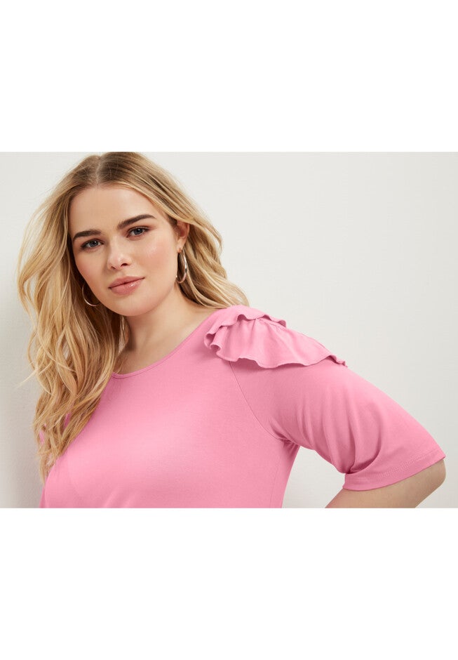 Cold-Shoulder Ruffle Tee, , alternate image number null