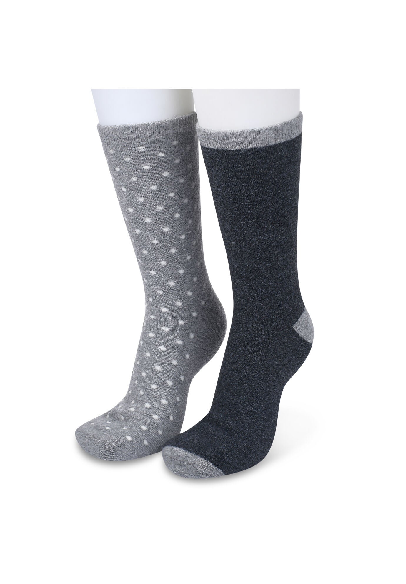 2 Pack Super Soft Midweight Cushioned Thermal Socks, GREY POLKA DOT, hi-res image number 0