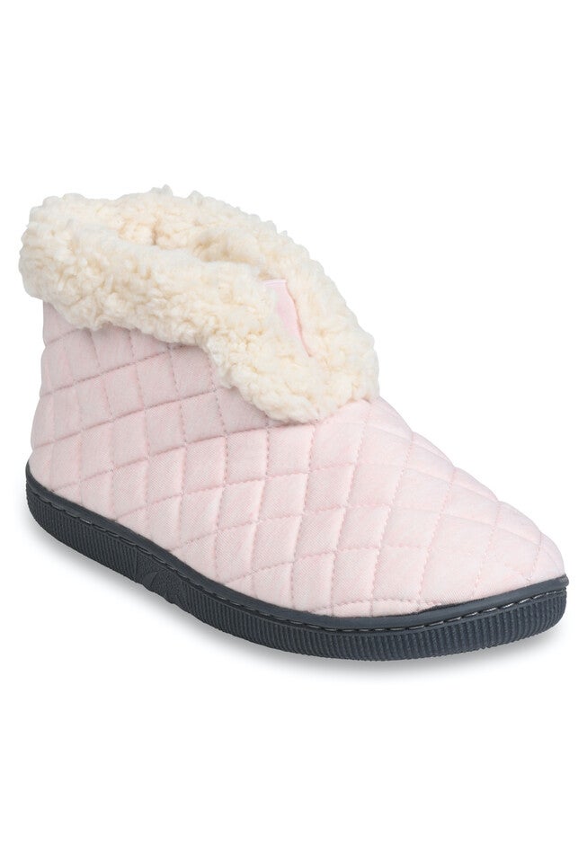 Pink Boot Slippers Quilted Jersey Elastic Front Slipper Boot, Pink | Woman Within