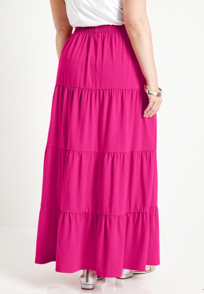 Tiered Cotton Midi Skirt, , on-hover image number null