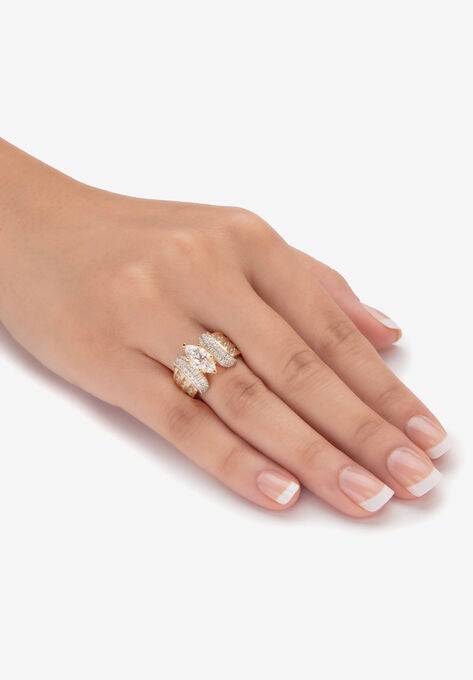 Gold over Sterling Silver Marquise Cut Engagement Ring, , alternate image number null