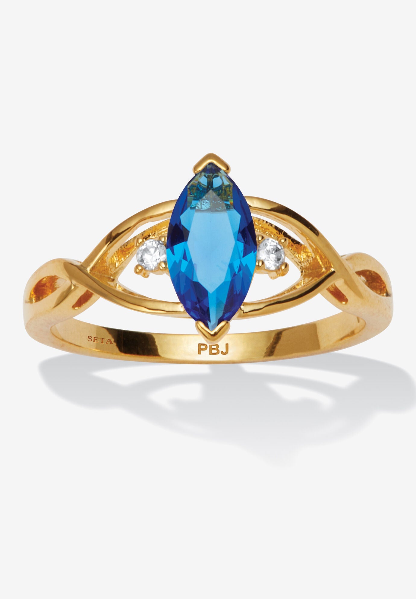 Marquise Simulated Birthstone Gold-Plated Ring, SEPTEMBER, hi-res image number 0