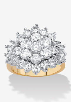 4.25 Cttw 18K Gold-Plated Cubic Zirconia Cubic Zirconia Cluster Cocktail Ring