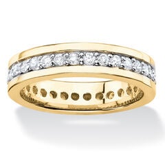 .80 Cttw. Yellow Gold-Plated Round Cubic Zirconia Channel-Set Eternity Band