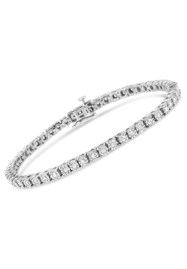 Silver 1.0 Cttw Miracle-Set Diamond Tennis Bracelet - 9 inches Inches, , on-hover image number 1