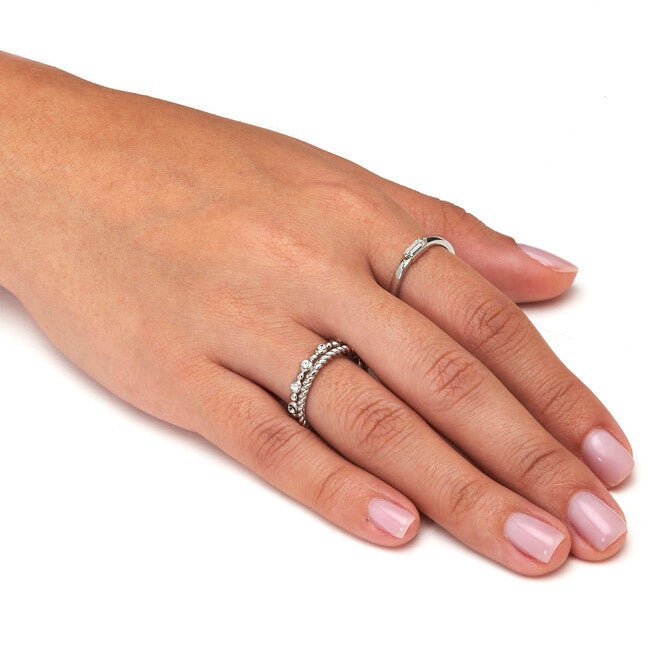 3-Piece Platinum Plated Crystal Stacked Band Set, WHITE, alternate image number null