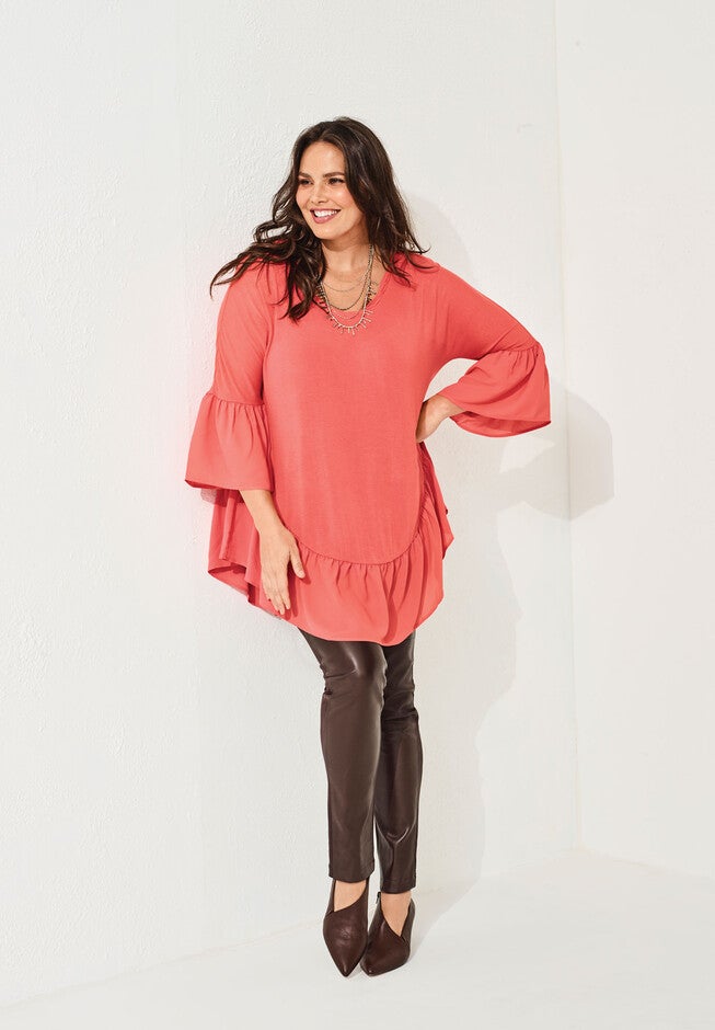 Ruffle-Hem Drape Tunic, , alternate image number null