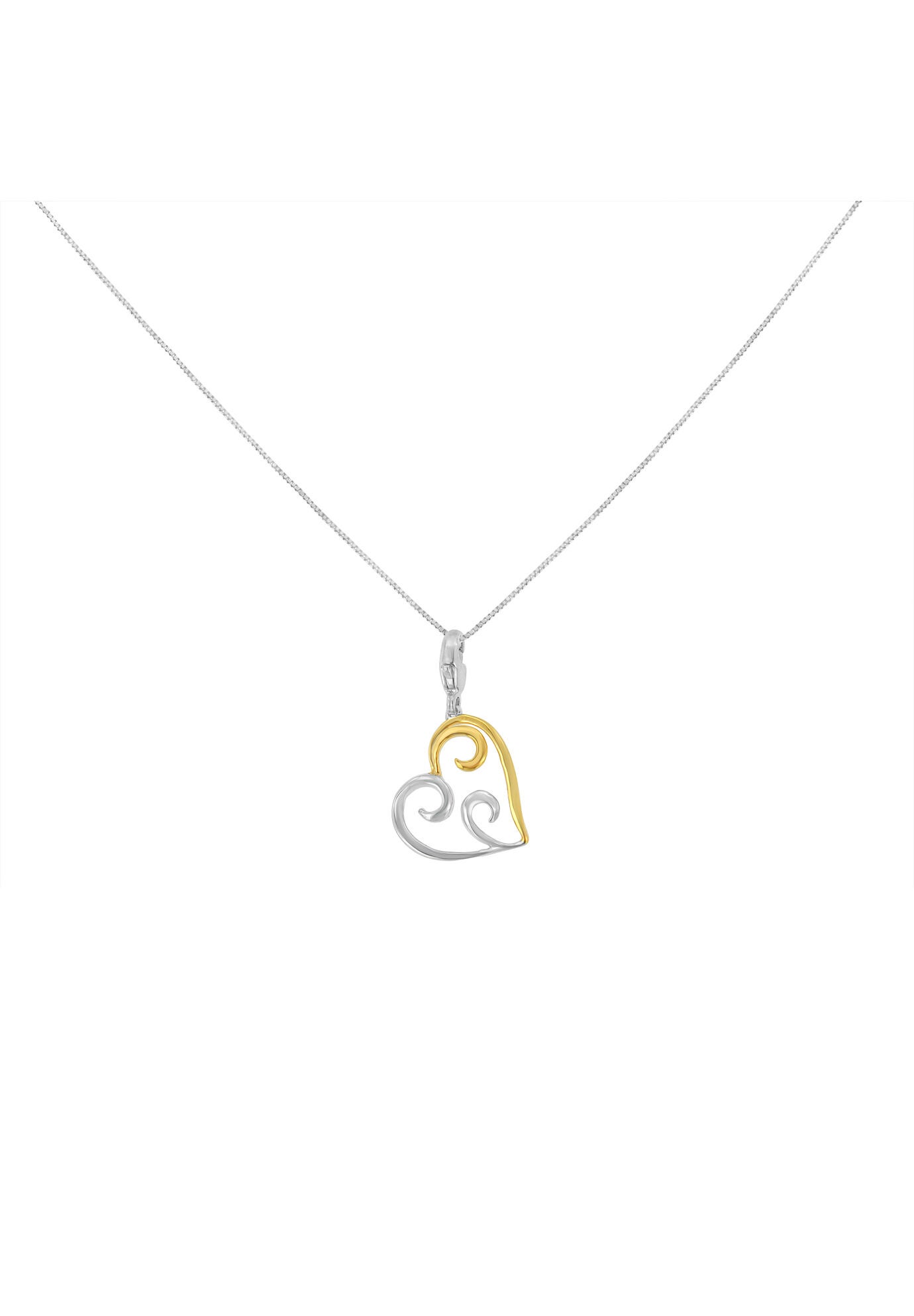 Gold Over Silver Heart-Shaped Pendant Necklace, , on-hover image number 1