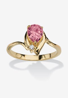 Yellow Gold Plated Simulated Birthstone And Round Crystal Ring Jewelry