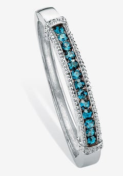 Round Birthstone Bangle Bracelet In Silvertone Jewelry