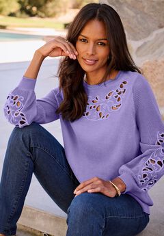 Plus Size Pullover Sweater with Cutout Detail