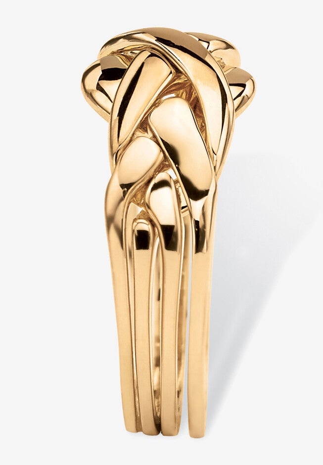 Yellow Gold-Plated Braided Puzzle Ring Jewelry, , on-hover image number 1