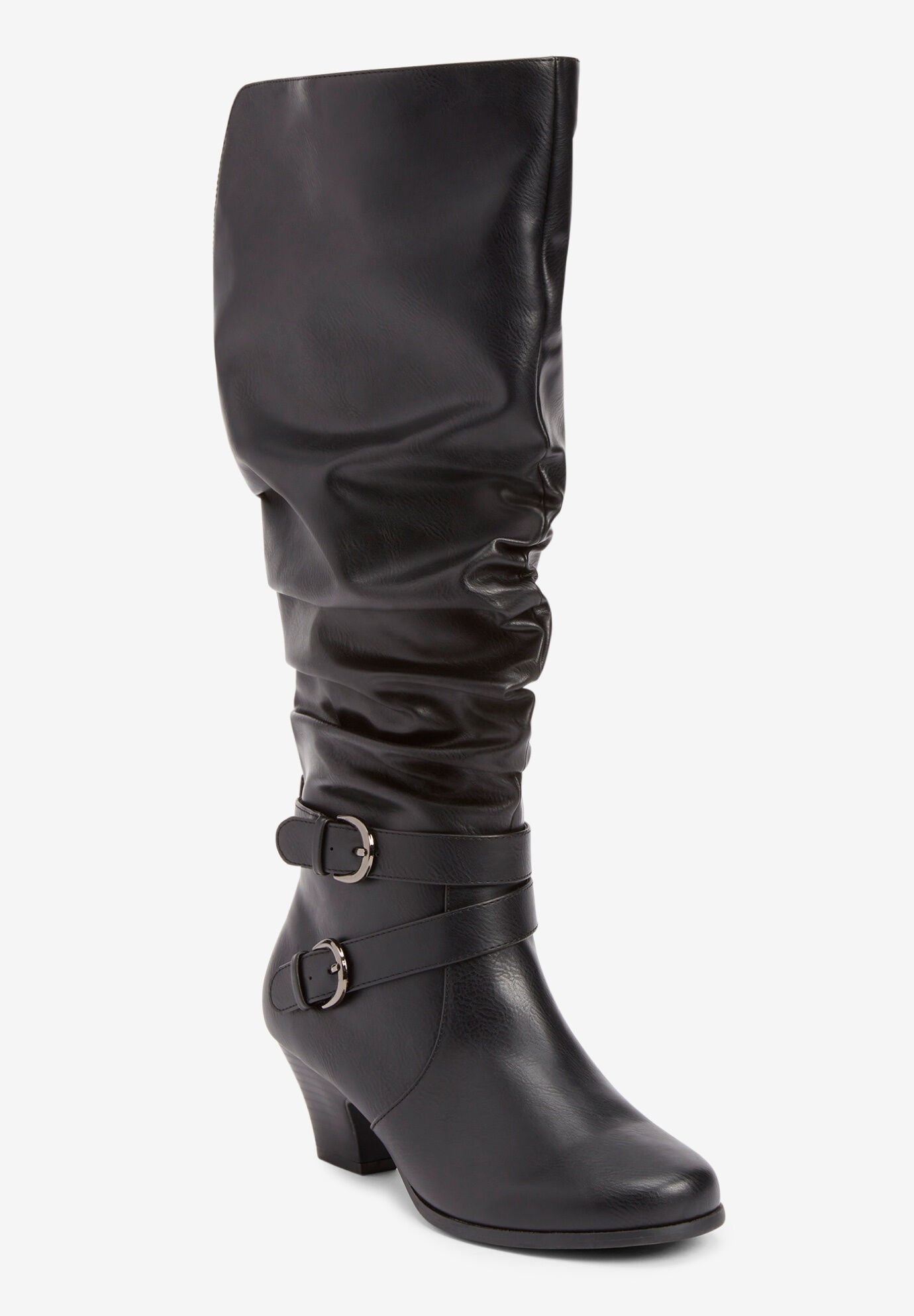Woman within shop wide calf boots