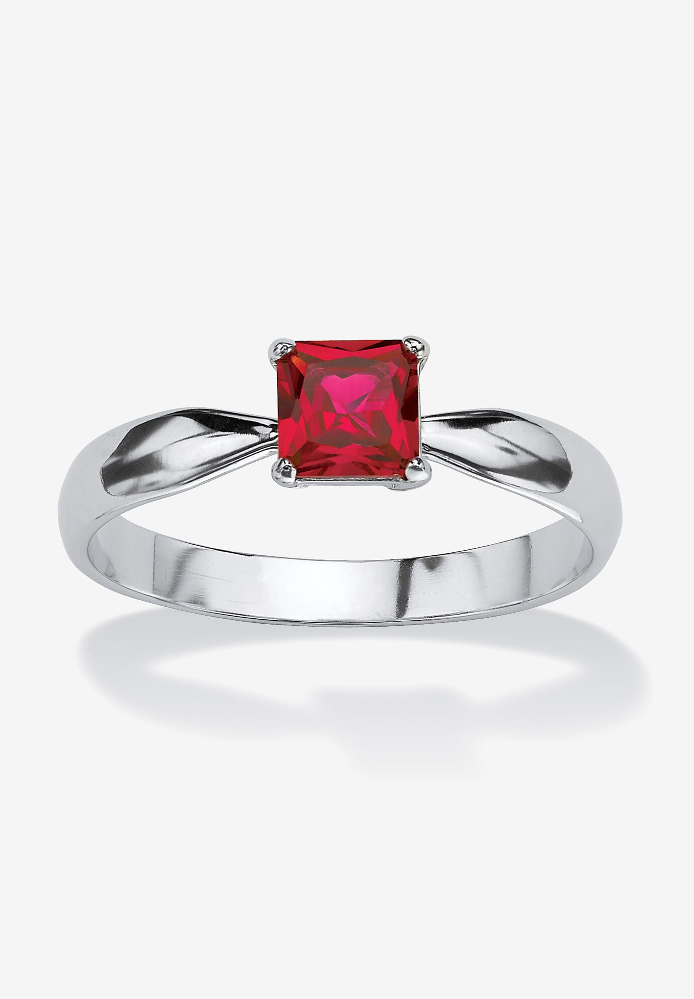 Birthstone .925 Silver Solitaire Ring, JULY, hi-res image number 0