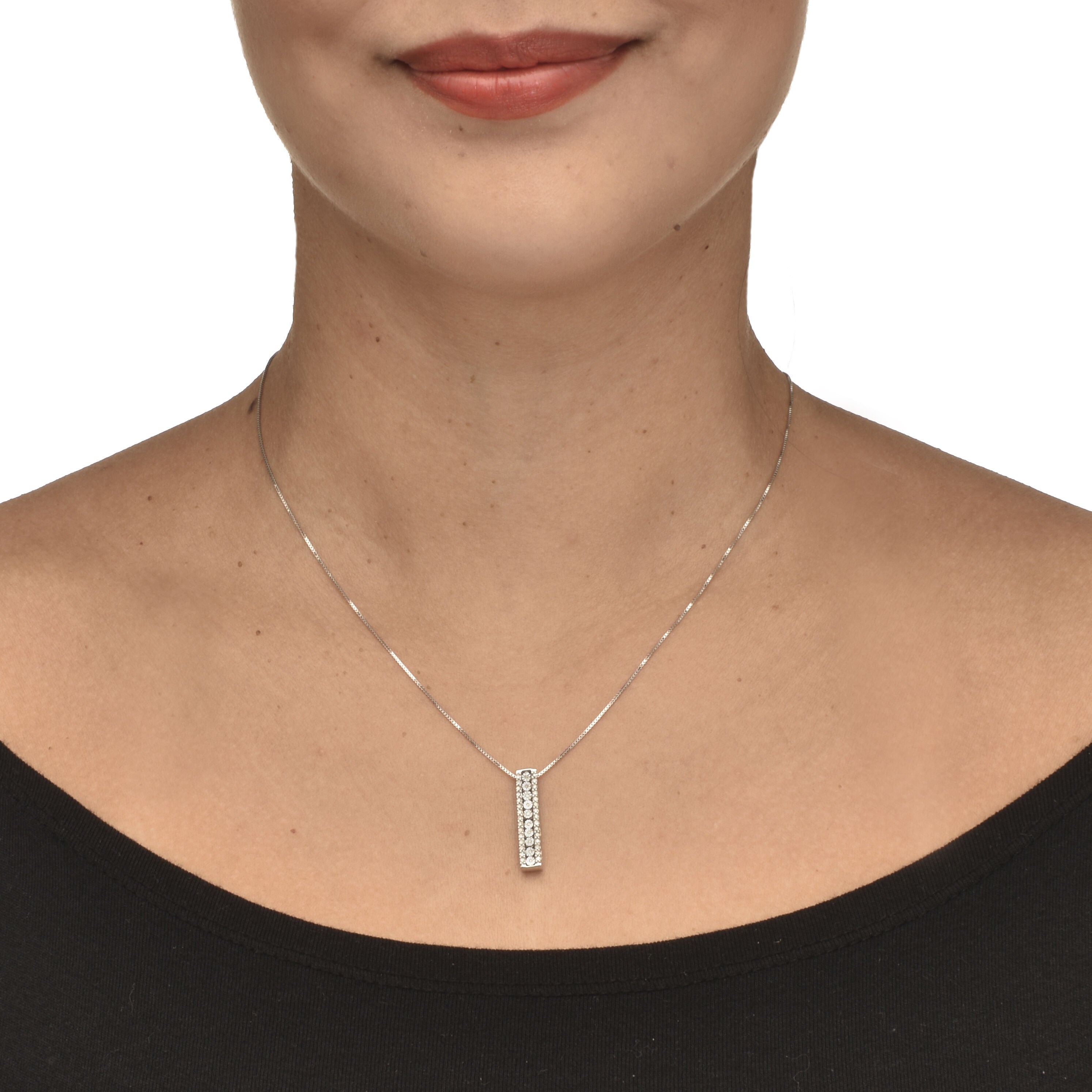 .21 TCW Diamond Sterling Silver Multi-Bar Pendant and Chain 18 Inches, WHITE, alternate image number 2