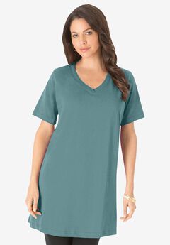Plus Size Cotton Short Sleeve V-Neck Ultimate Tunic