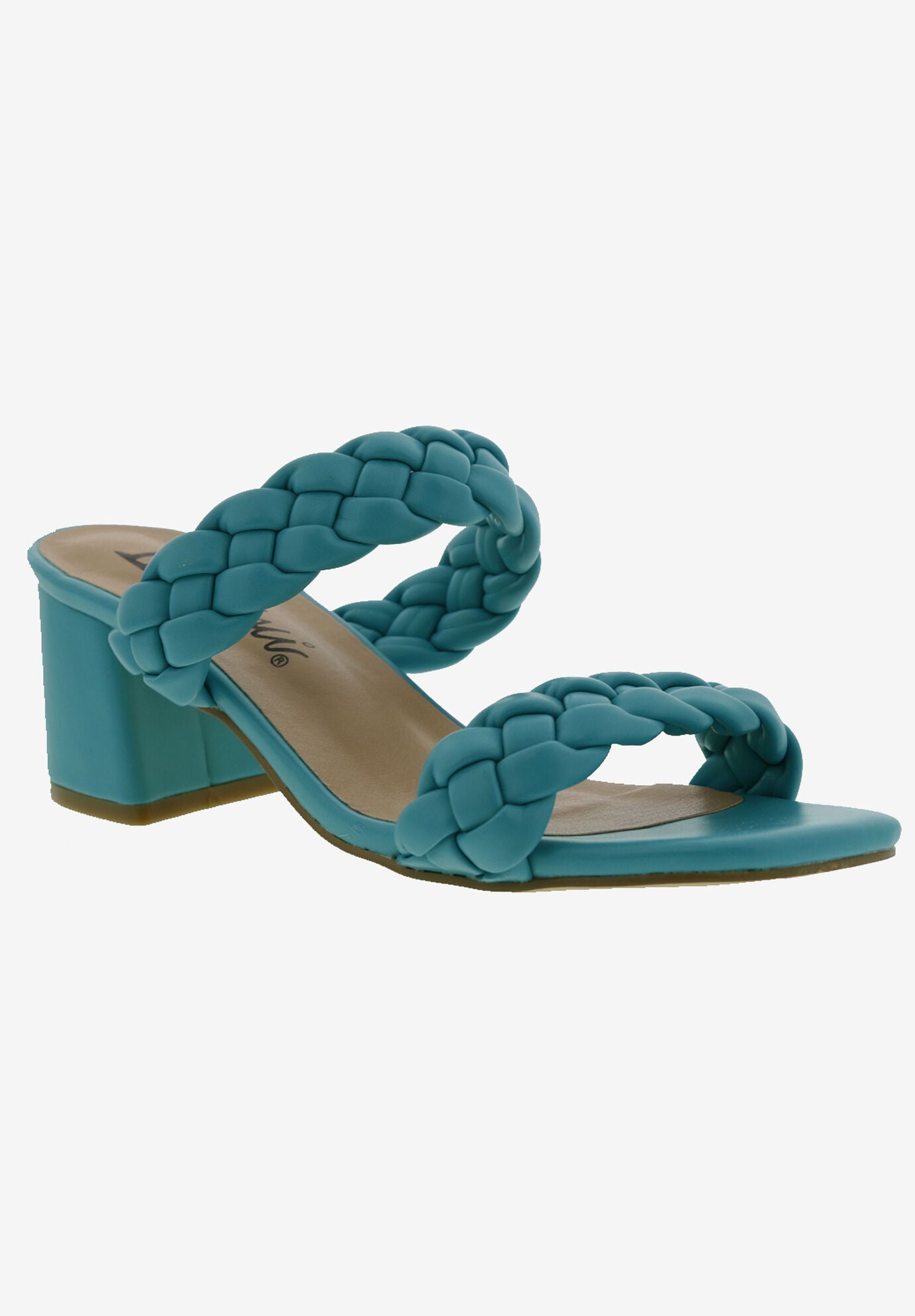 Fuss Slide Sandal, TURQUOISE SMOOTH, hi-res image number 0