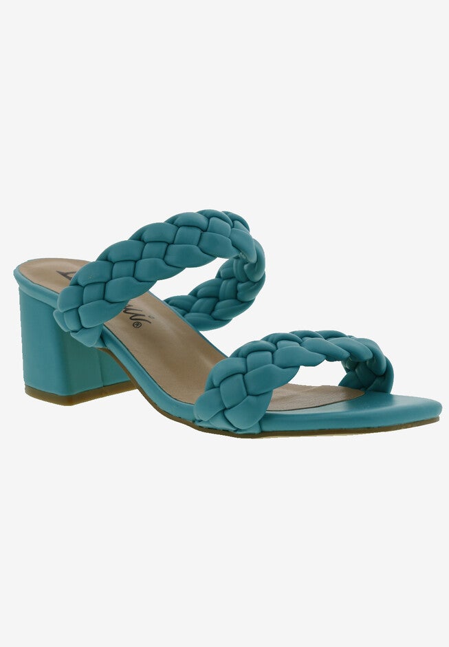 Fuss Slide Sandal, TURQUOISE SMOOTH, hi-res image number 0