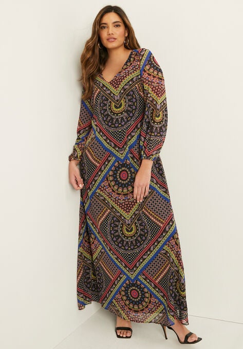 Chiffon Maxi Dress, , alternate image number null