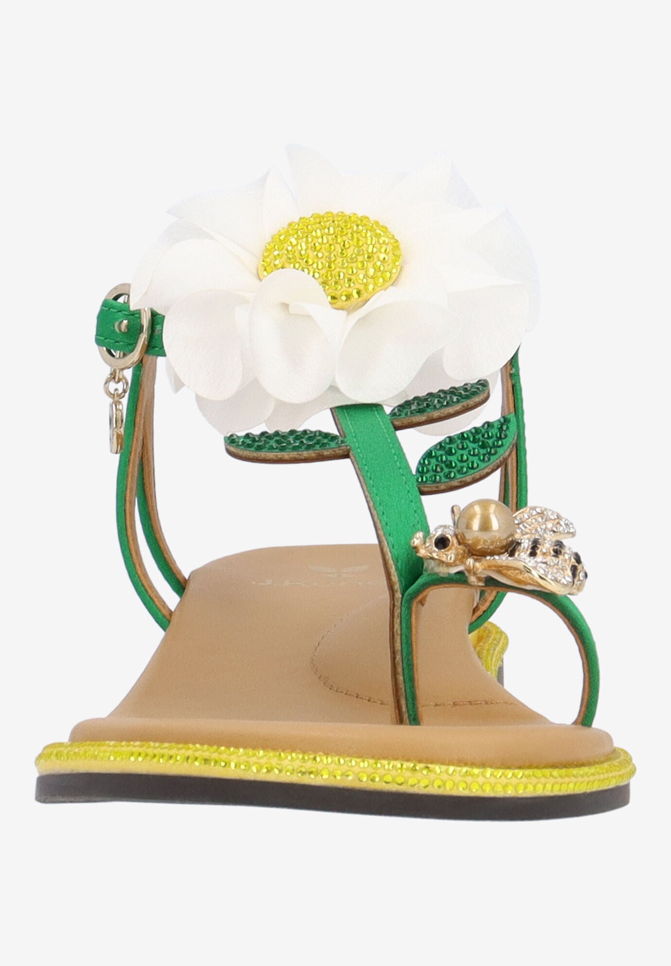 Dazee T-Strap Sandal, GREEN WHITE YELLOW, alternate image number 2
