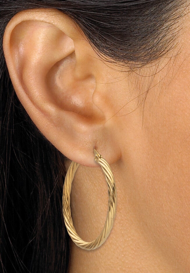 4 Cttw. 6-Pair Cz Stud & Hoop Set Goldtone & Gold Ion Plated Stainless Steel, , alternate image number null