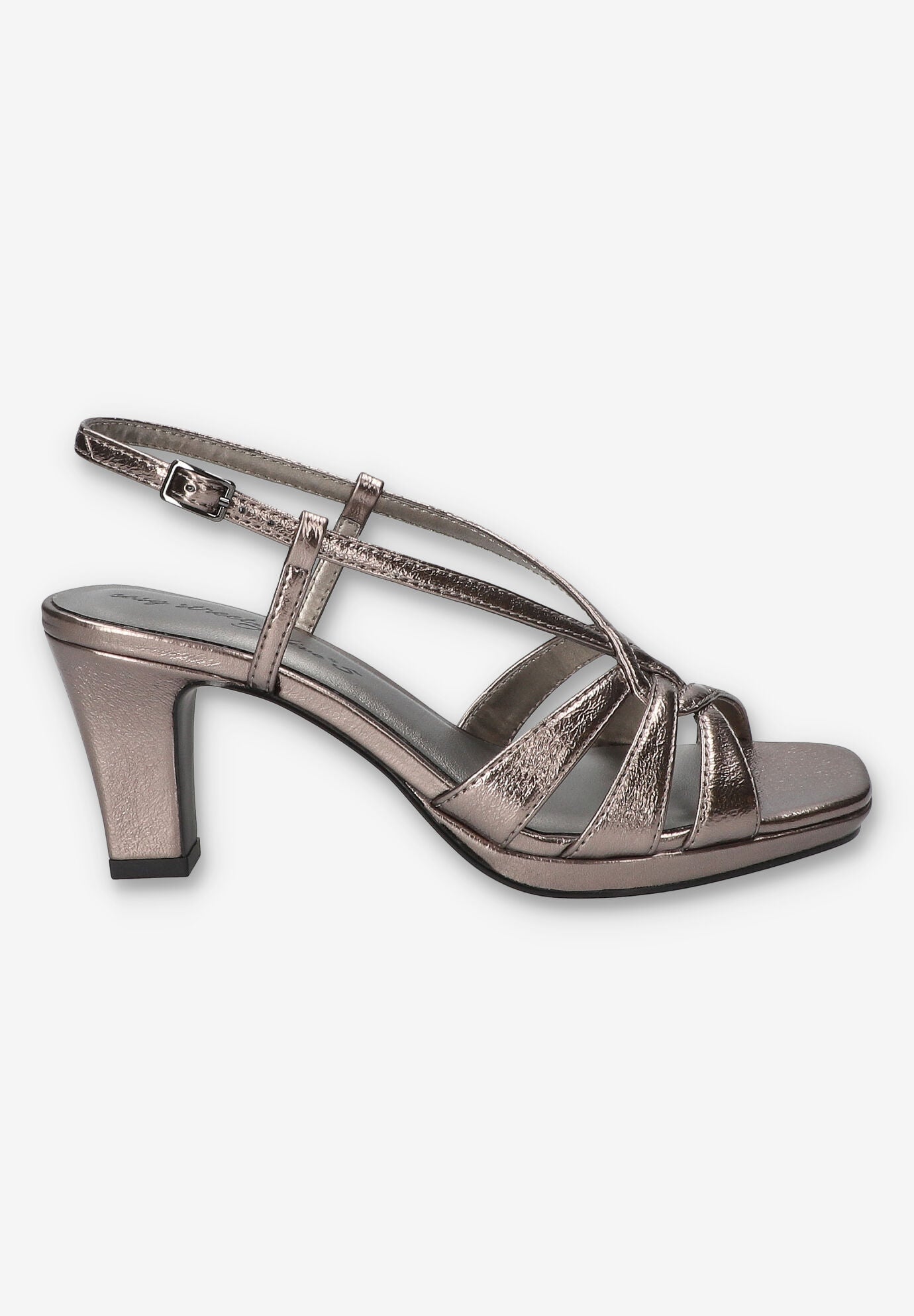 Valorie Sqaure Toe Platform Sandal, PEWTER CRINKLED, alternate image number 2