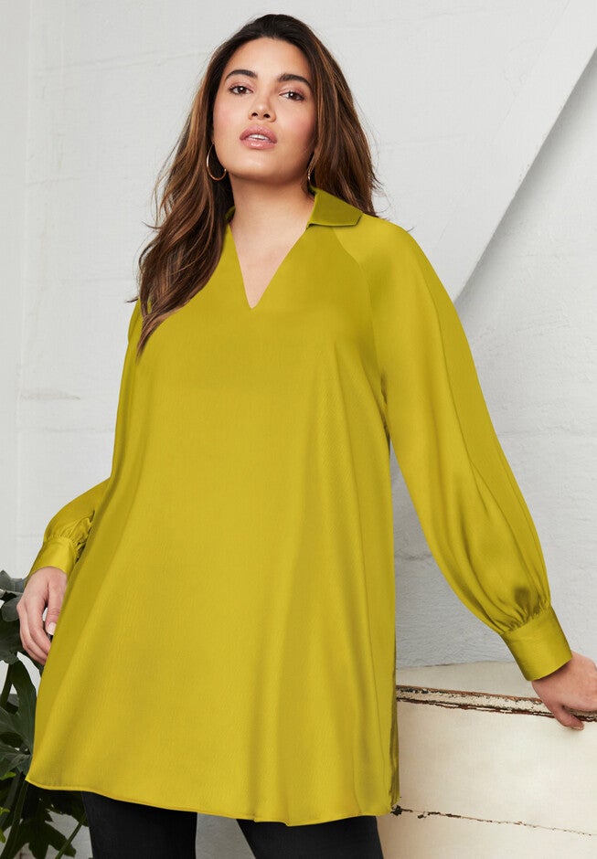 PuffSleeve Satin Blouse for PlusSize, 4455303 Woman Within