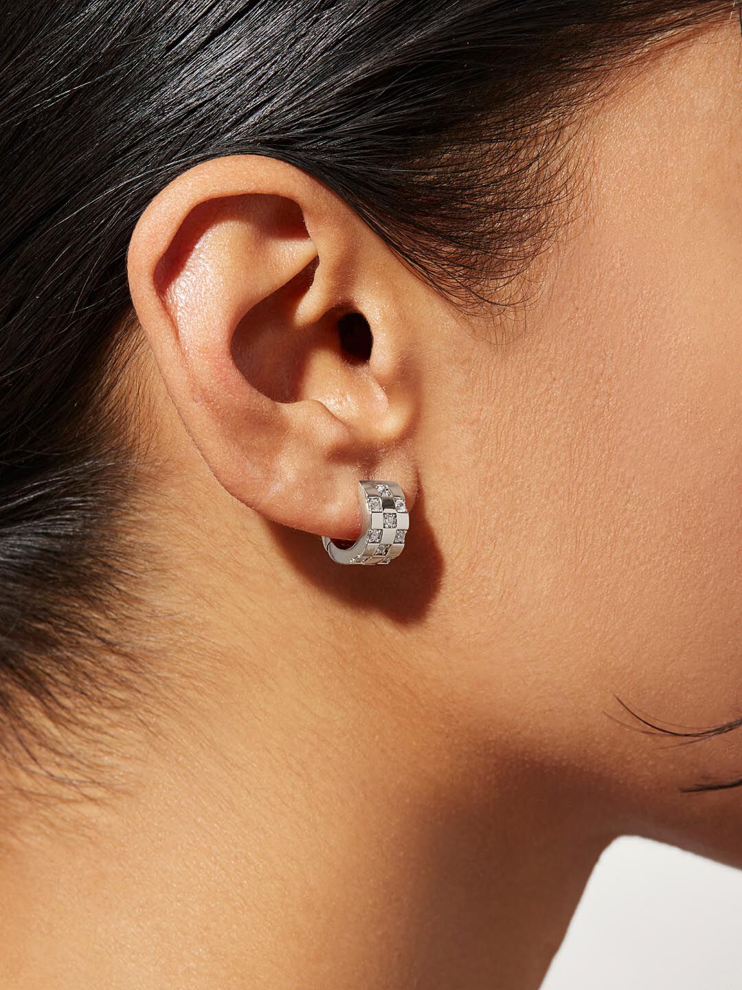 Eden Small Hoop Earrings, SILVER, alternate image number 1