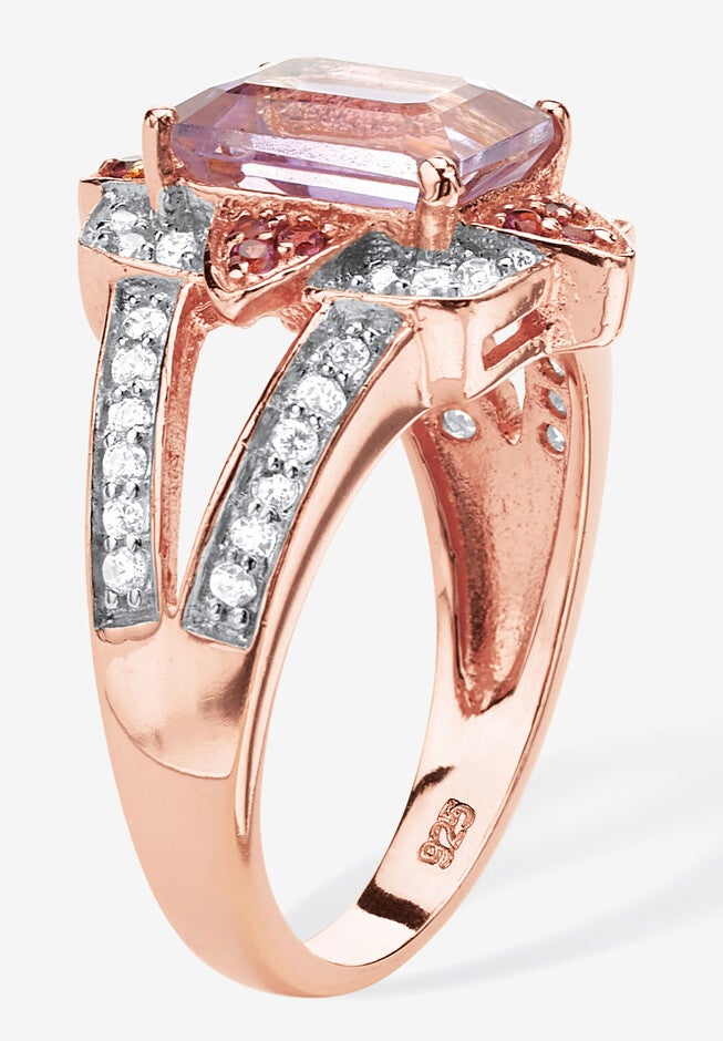 2.93 Tcw Genuine Amethyst 18K Rose Gold-Plated Sterling Silver Ring, , on-hover image number null