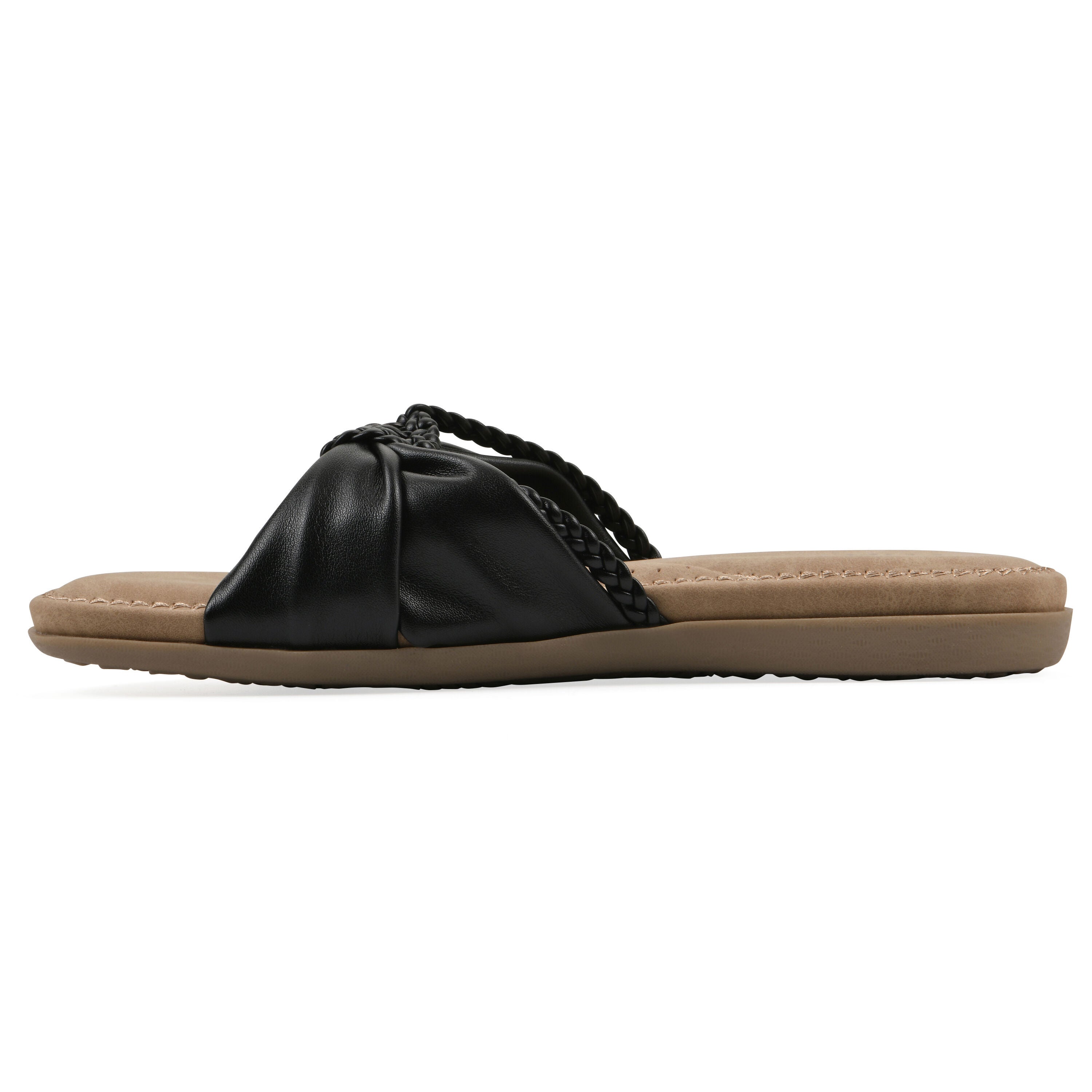 Fasha Slide Sandal, BLACK SMOOTH, alternate image number 3