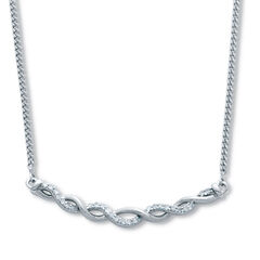 .12 TCW Diamond Sterling Silver Twisted Necklace 18 Inches