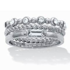 3-Piece Platinum Plated Crystal Stacked Band Set