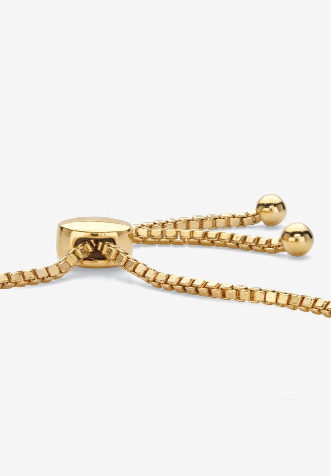 Gold-Plated Bolo 9 inches Bracelet with Diamond Accents, , on-hover image number null