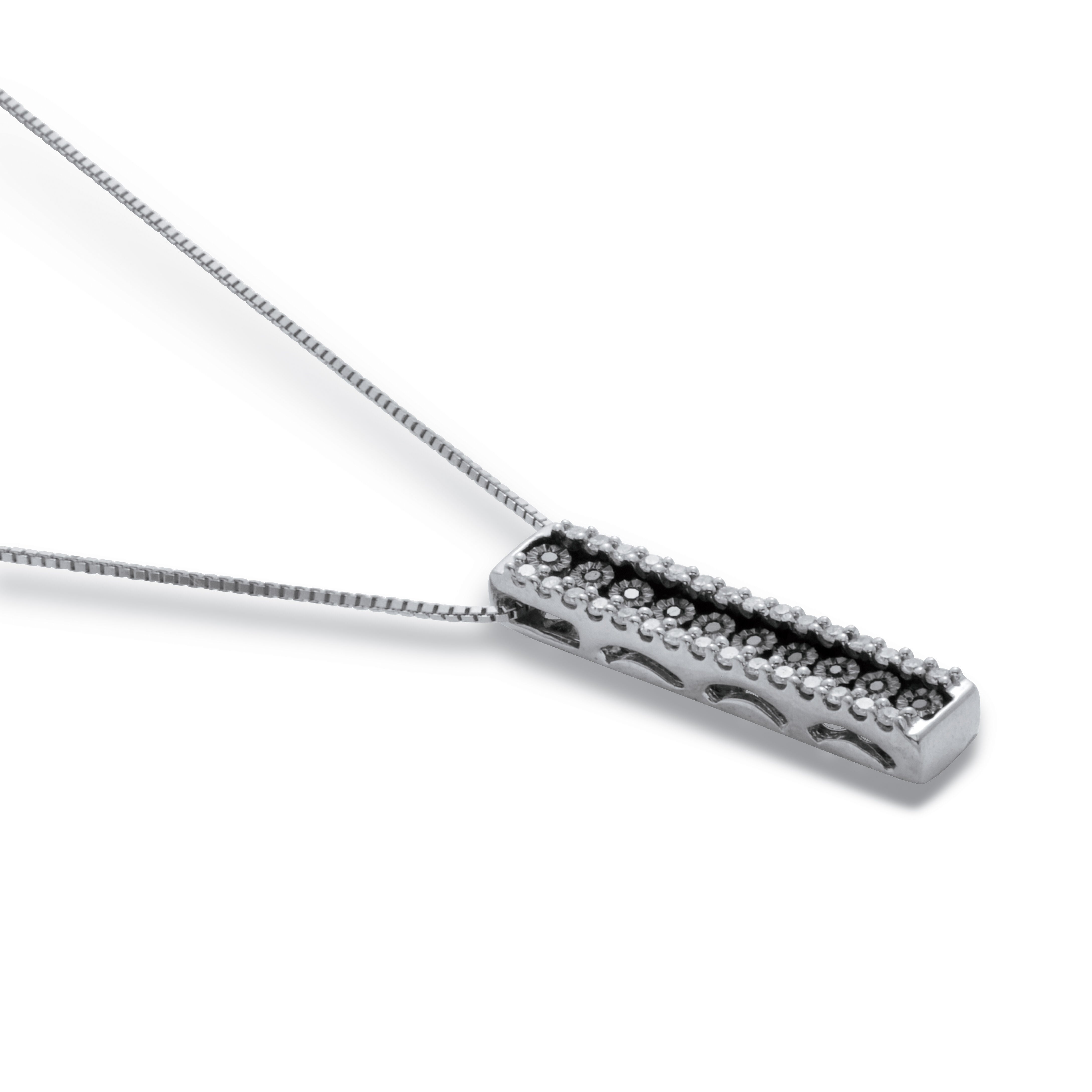 .21 TCW Black Diamond Sterling Silver Multi-Bar Pendant and Chain 18 Inches, WHITE, alternate image number 3