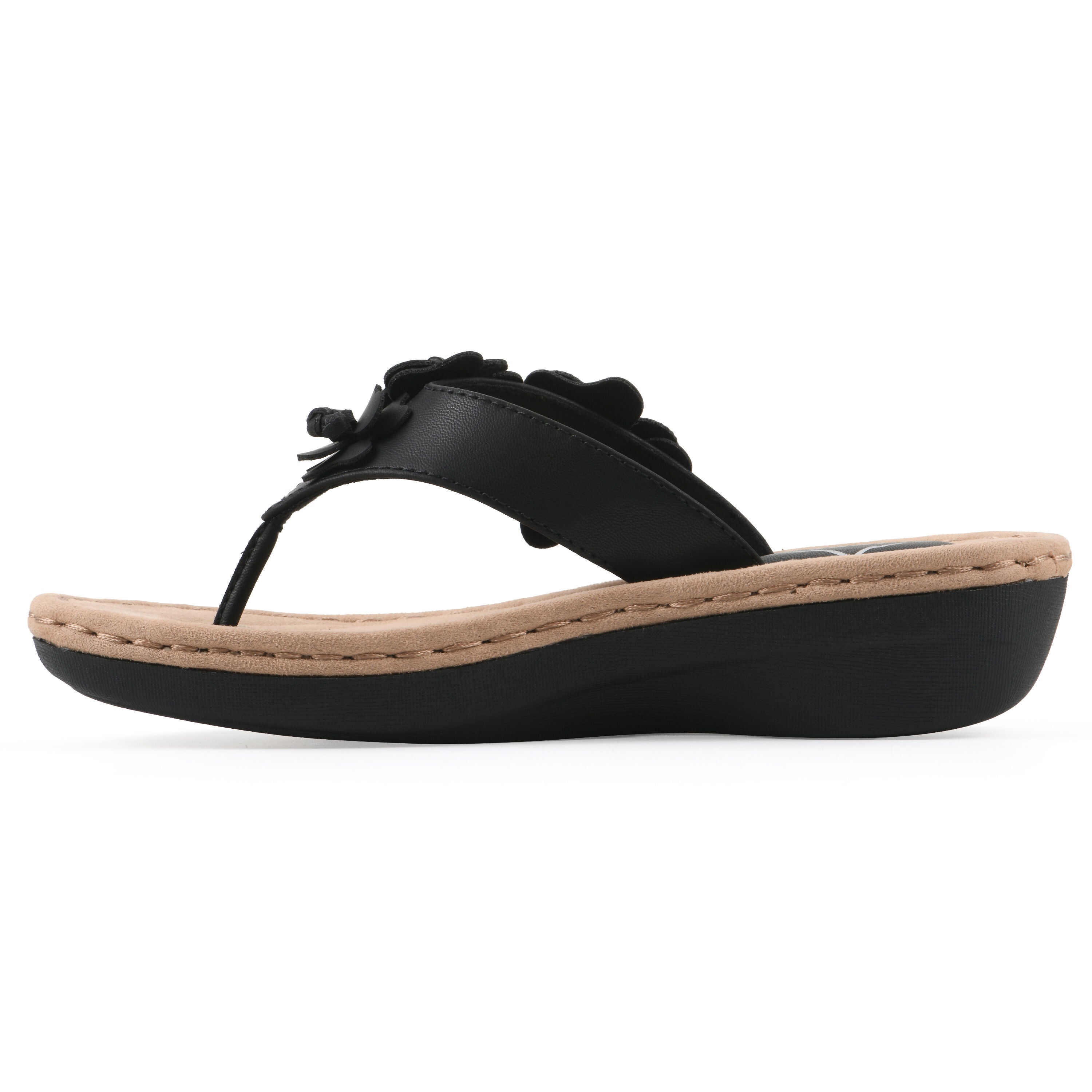 Cassilia Floral Mini Wedge Sandal, BLACK SMOOTH, alternate image number 3