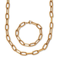 Necklace and Bracelet Gold Ion-Plated Stainless Steel Chain Jewelry Set