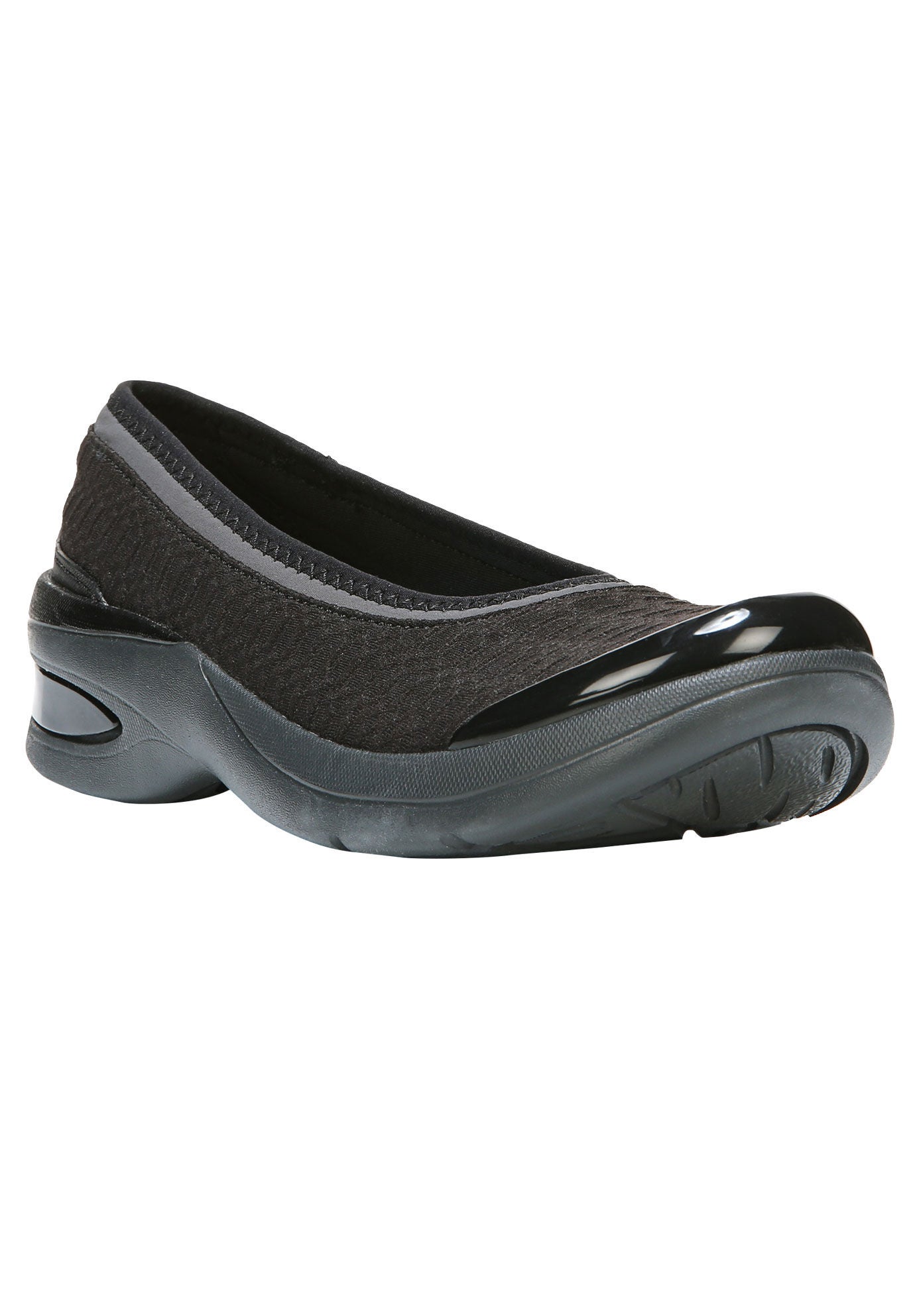 BZees Relax Slip Ons Athletic Flats Black Woman Within