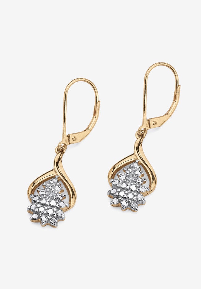 Gold & Sterling Silver Cluster Drop Earrings with Diamond Accent, , on-hover image number 1