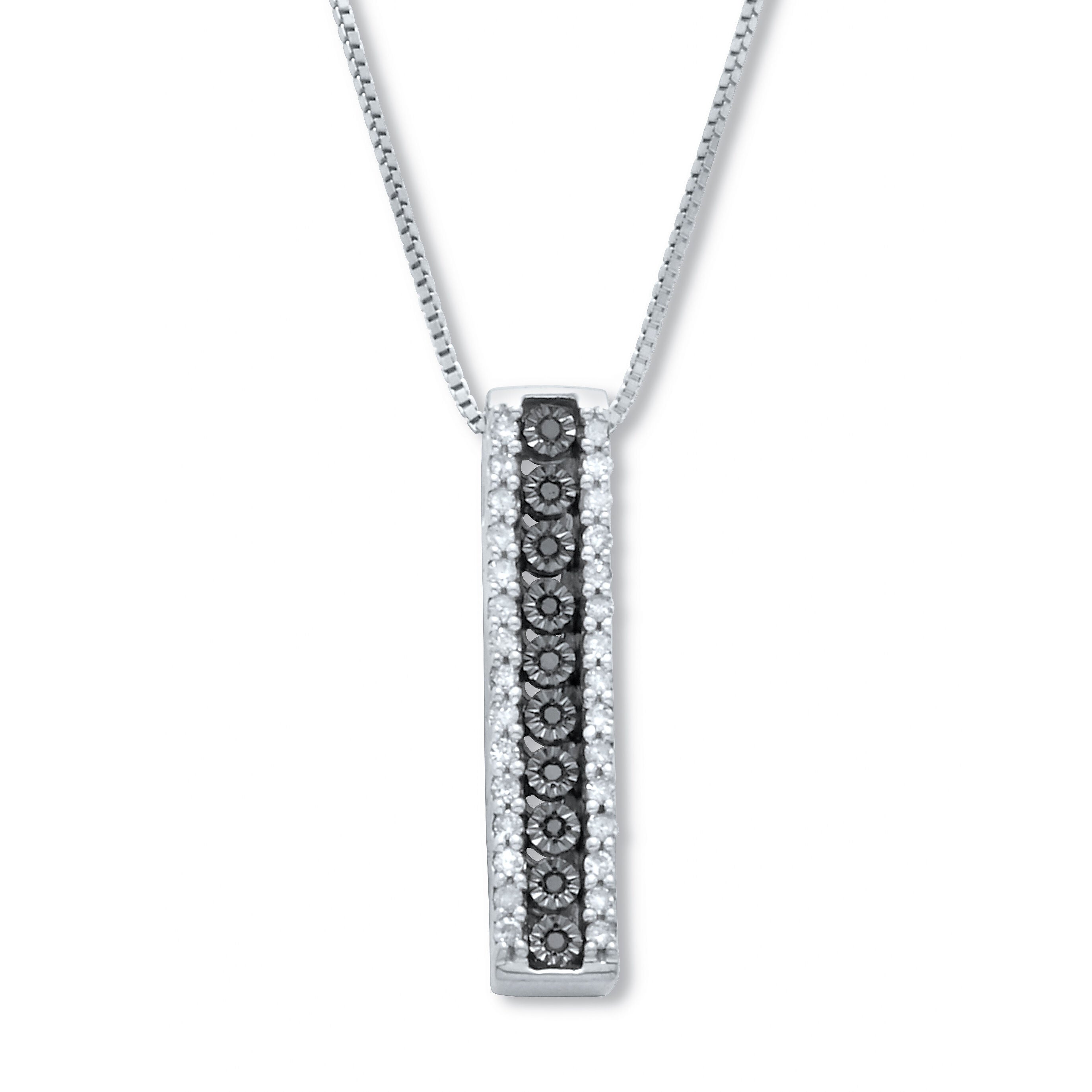 .21 TCW Black Diamond Sterling Silver Multi-Bar Pendant and Chain 18 Inches, WHITE, hi-res image number 0