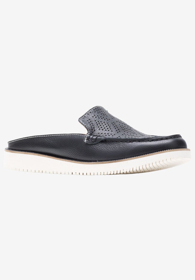 Chowchow Perf Lace Slides , BLACK LEATHER, hi-res image number null