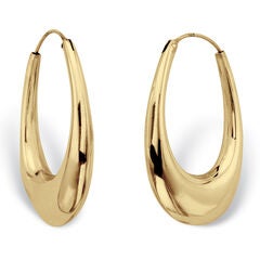 Polished Oval Puffed Hoop Earrings 18K Gold Plated .925 Sterling Silver