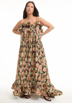 Ruffled Metallic Maxi Dress