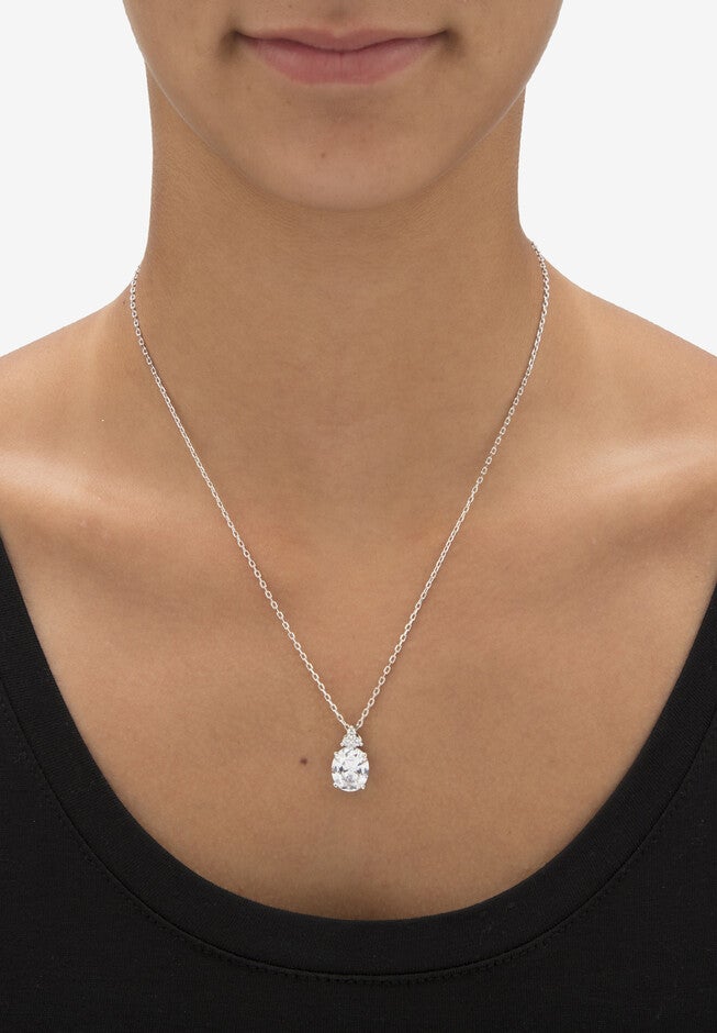 Platinum-Plated Oval Cubic Zirconia Set, , alternate image number 2