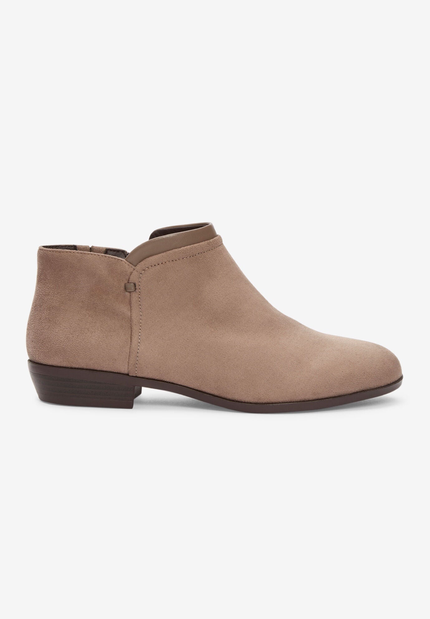 Desert taupe suede and felt women's lacy booties discount