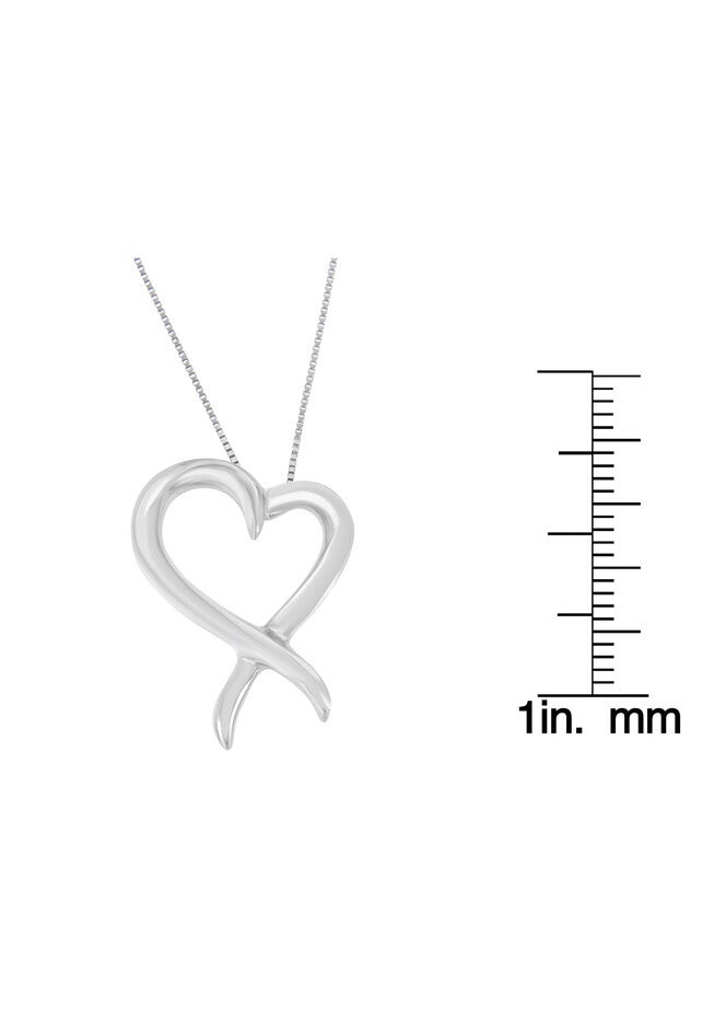 Silver Open Heart-Shaped Awareness Ribbon Pendant Necklace, , alternate image number null
