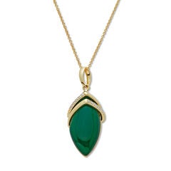 .15 TCW Genuine Agate and CZ Pendant Necklace 14k Gold-Plated 18-20 inches