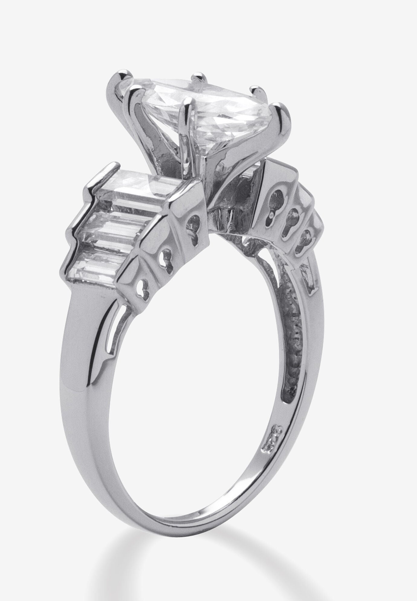 3.82 Ct Tw Cubic Zirconia Ring In Platinum-Plated Sterling Silver, , on-hover image number 1