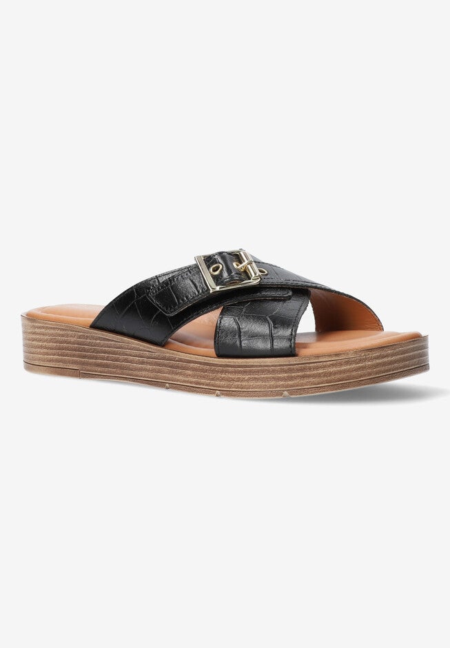 Con-Italy Sandal, BLACK CROCO LEATHER, hi-res image number null