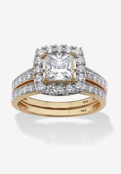 18K Gold & Sterling Silver Cubic Zirconia Set